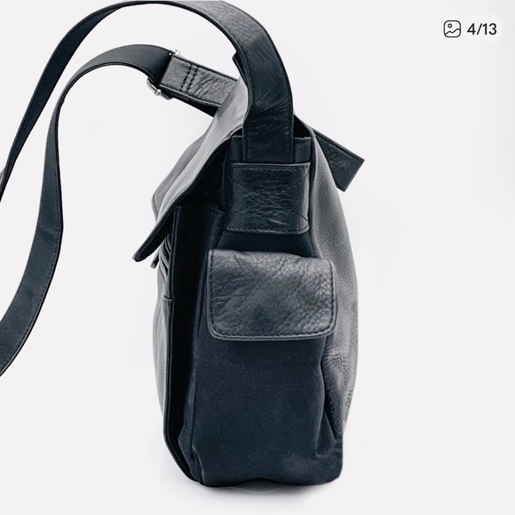 Fossil Black Leather and Nylon Messenger Bag - Picture 3 of 13